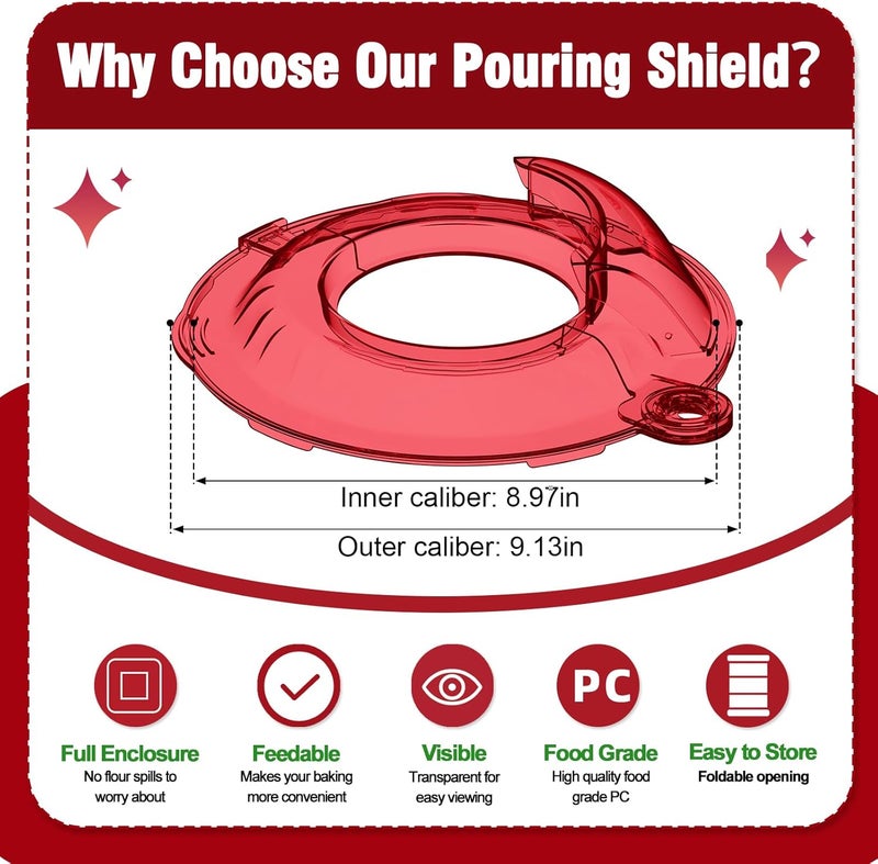 JAYOBGO Pouring Shield for KitchenAid Tilt Head 4.5-5QT Mixer Stainless Steel Bowls (Only),Food Grade Pouring Shield Mixers Bowl Cover Splash Guard for Kitchen aid Accessories and Attachments,Upgraded - Image 2